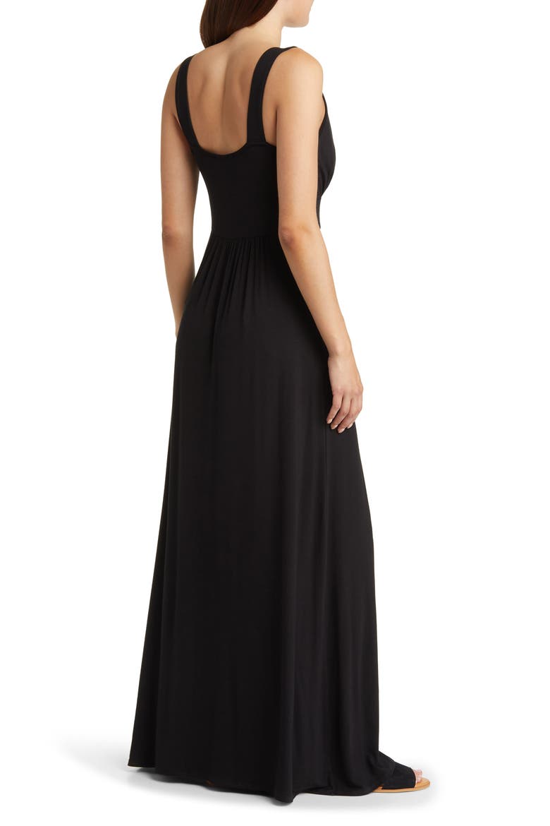 Empire Waist Sleeveless Maxi Dress, Alternate, color, BLACK