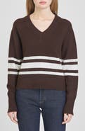 WAYF Resse Placed Stripe V-Neck Sweater