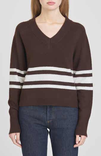 WAYF Resse Placed Stripe V-Neck Sweater