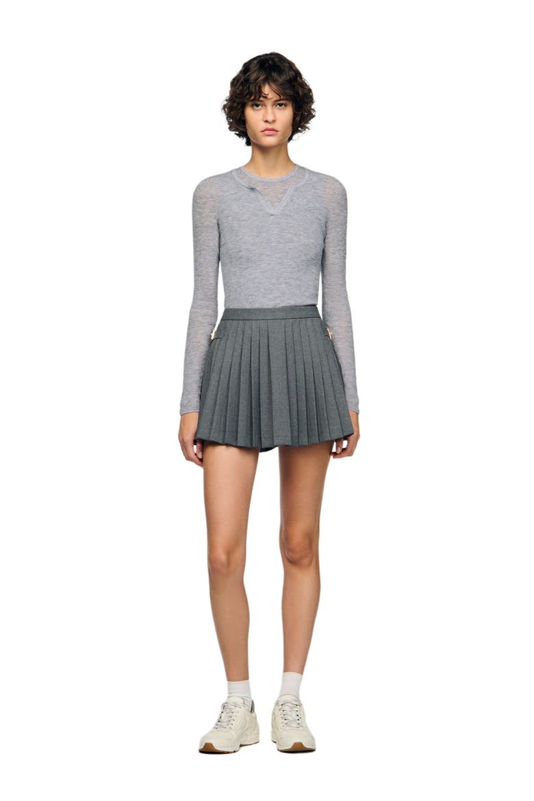 Wool layered effect sweater, Main, color, Grey