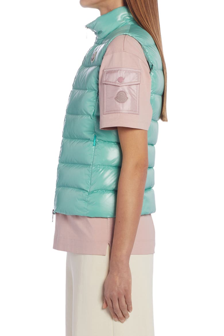 Ghany Nylon Laqué Down Puffer Vest, Alternate, color, MINT GREEN