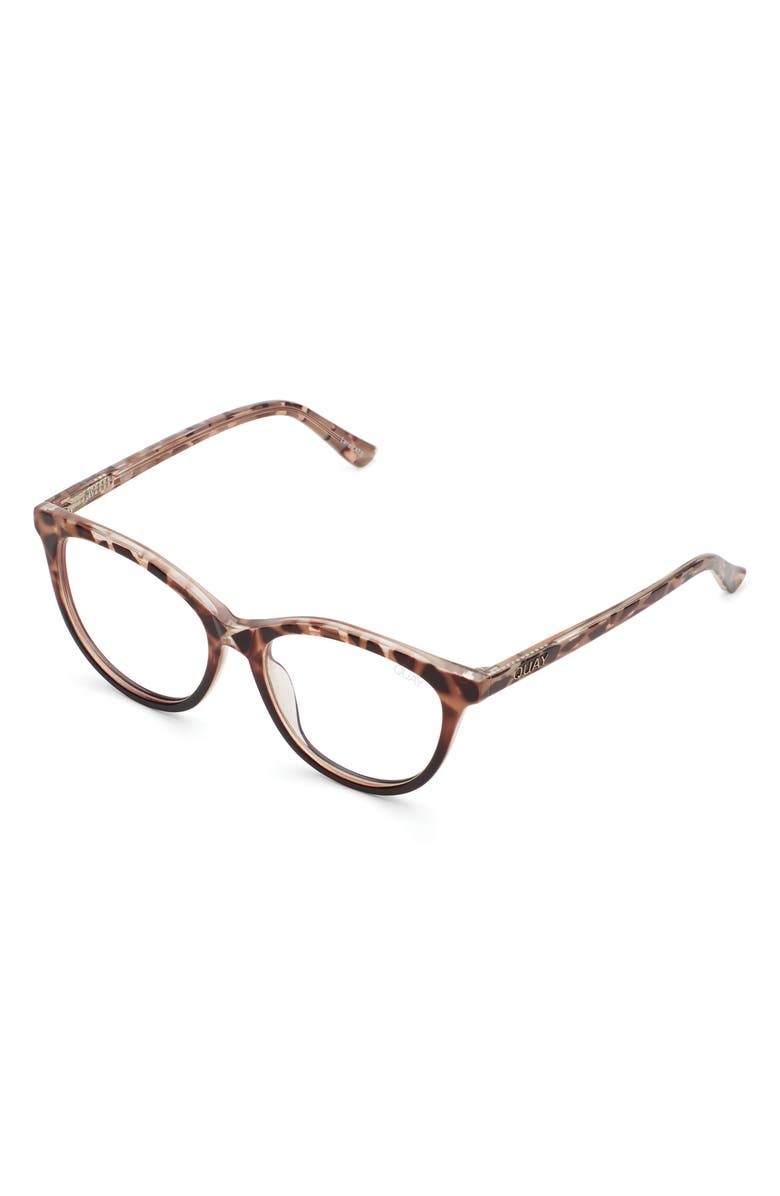 QUAY All Nighter 55mm Cat-Eye Reading Glasses, Alternate, color, Tort Black / Clear Blue Light