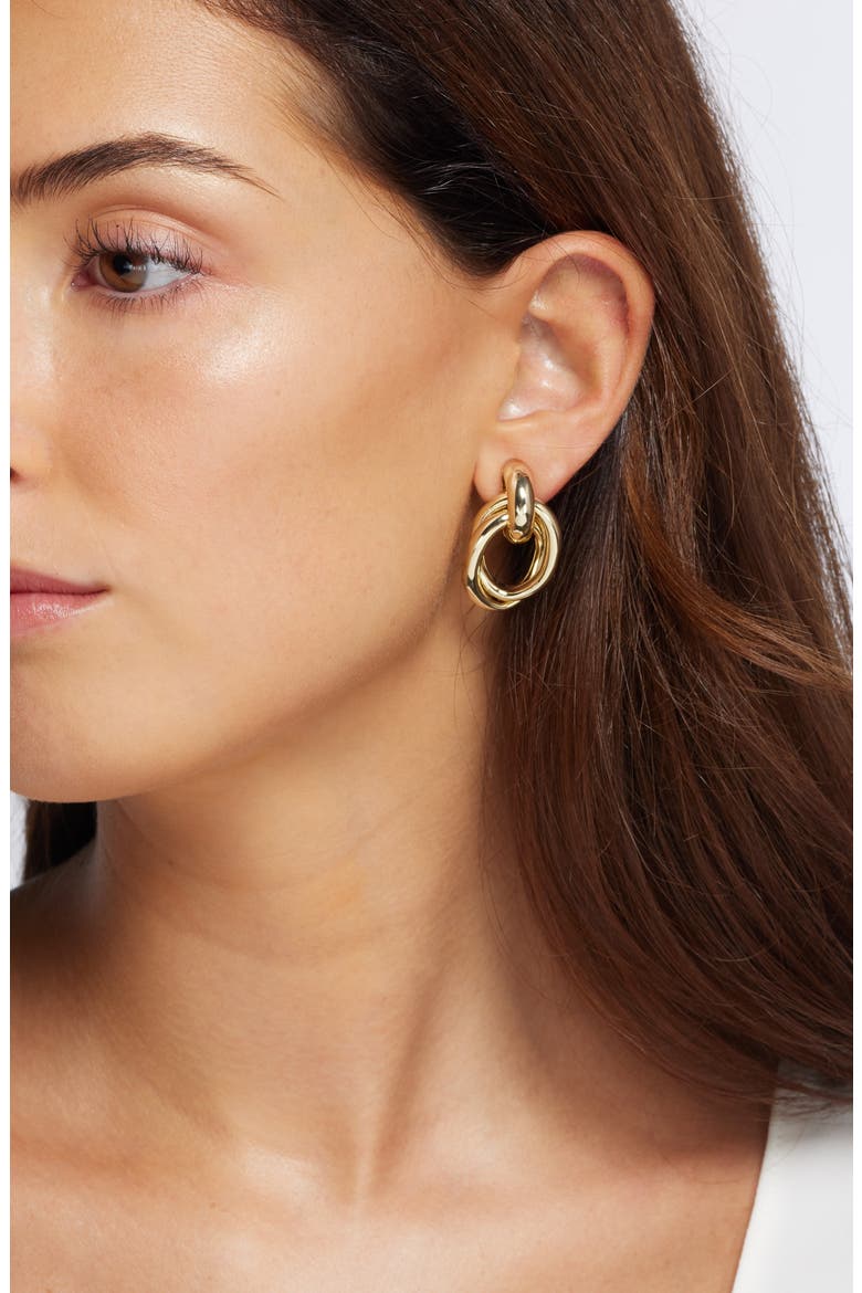 Frontal Double Hoop Earrings, Alternate, color, GOLD