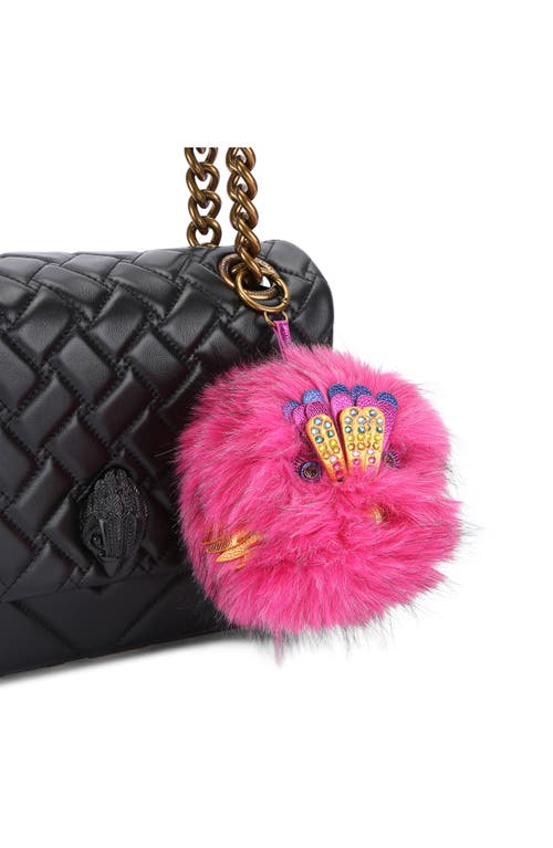 Kurt Geiger London Faux Fur Pompom Eagle Bag Charm In Pink