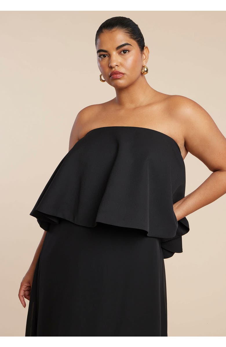 ELOQUII Peplum Bodice Gown, Alternate, color, Black Onyx