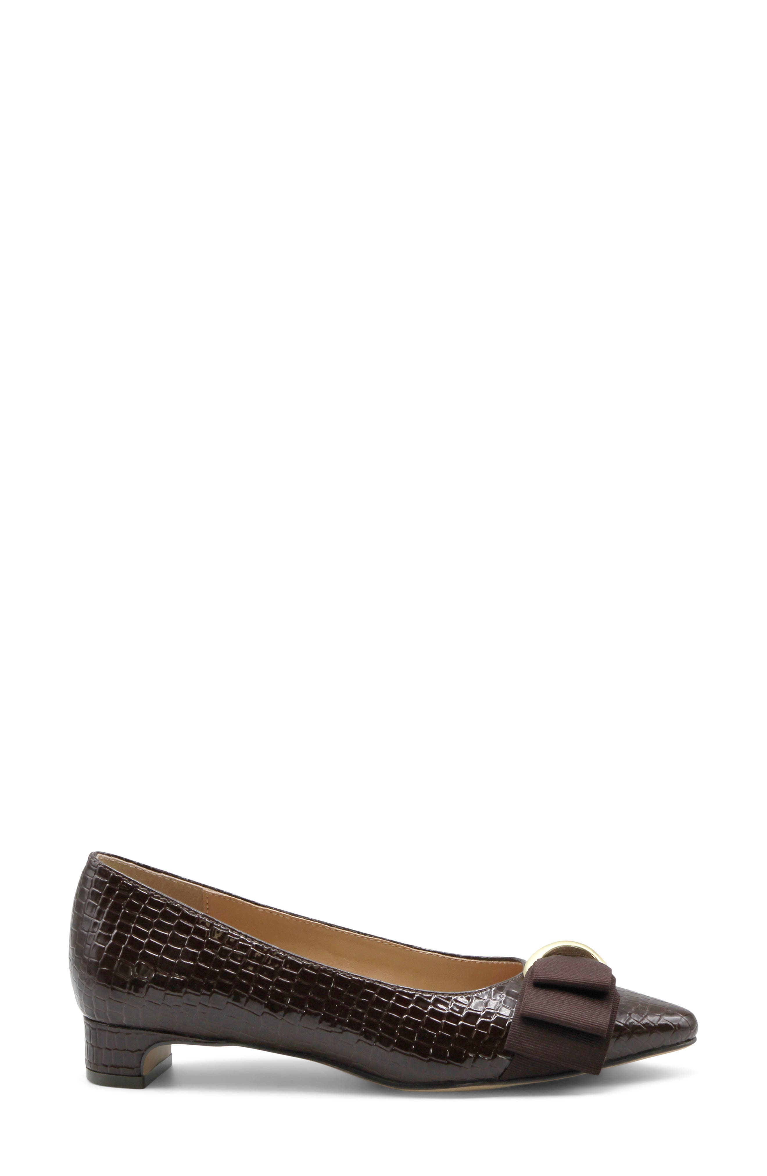 Penchant Croc Embossed Faux Leather Pump, Alternate, color, DK BRN CROC