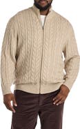 Oak Hill by DXL Big & Tall Cabled Front-Zip Cardigan