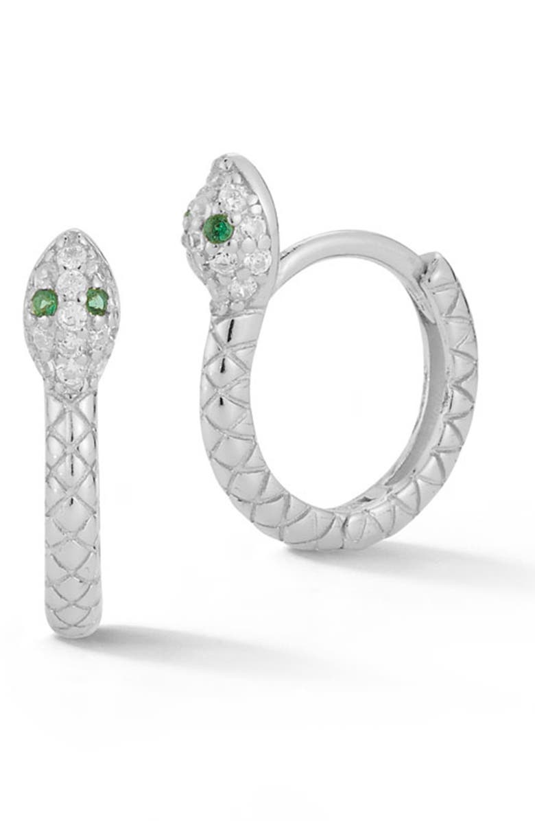 GLAZE JEWELRY Gold Vermeil CZ Snake Huggie Hoop Earrings, Main, color, 