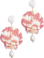 Adornia Shell & Faux Pearl Drop Earrings