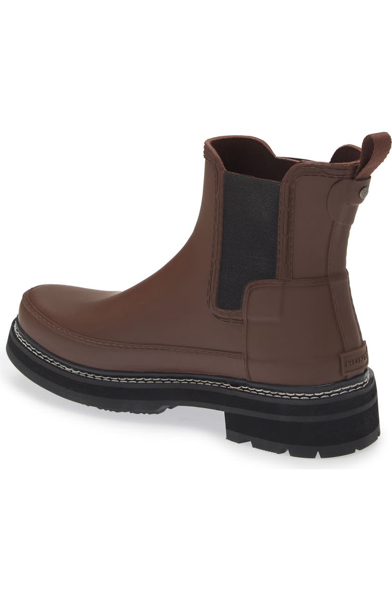 Hunter Refined Stitch Waterproof Chelsea Boot, Alternate, color, Brown Bolt/ Black