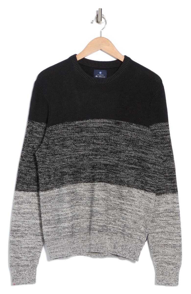 Ben Sherman Space Dye Crewneck Sweater, Alternate, color, Black