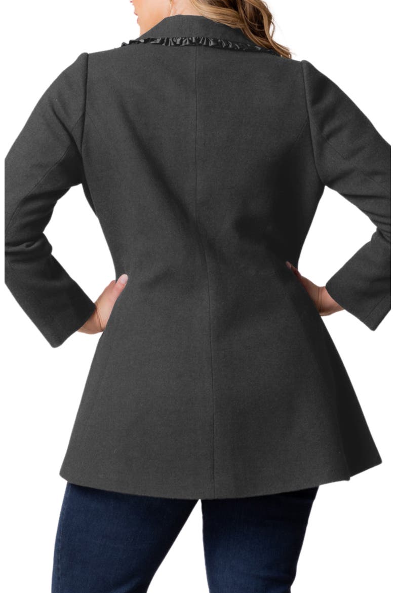 Juliette Satin Trim Princess Seam Coat, Alternate, color, GRAPHITE GREY