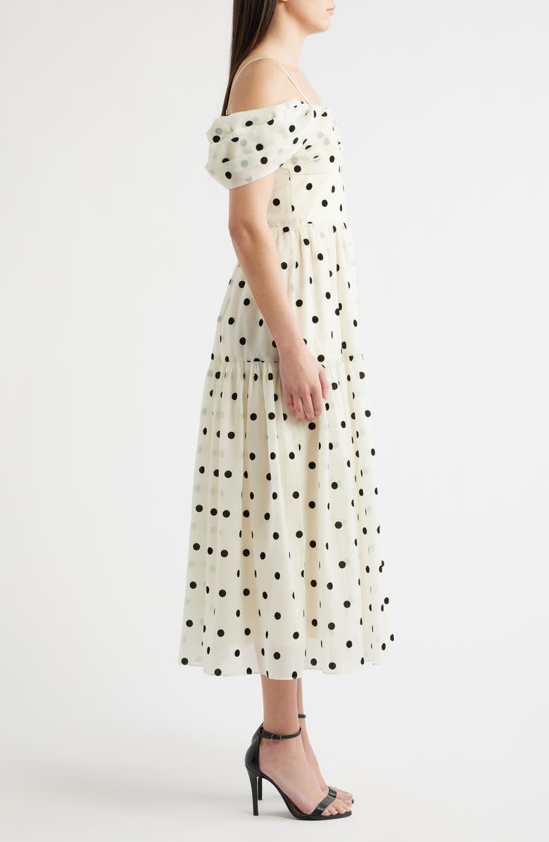 Lucy Paris Catarina Off the Shoulder Maxi Dress, Alternate, color, Cream Black