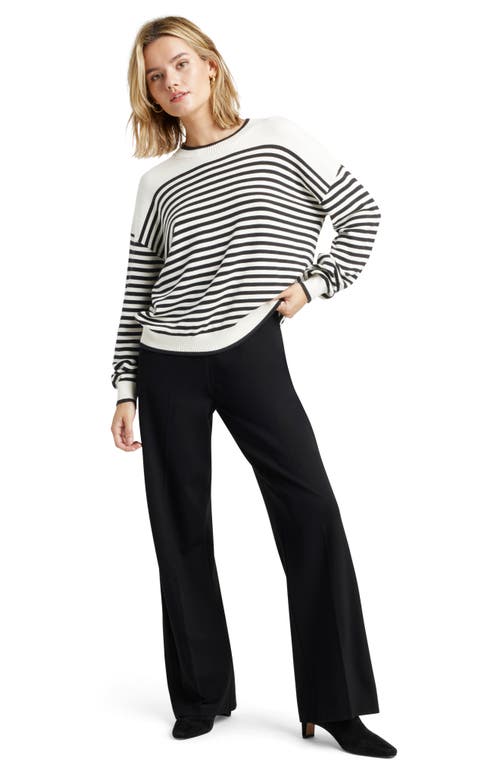 Splendid Sabrina Stripe Sweater In Black/ice Stripe