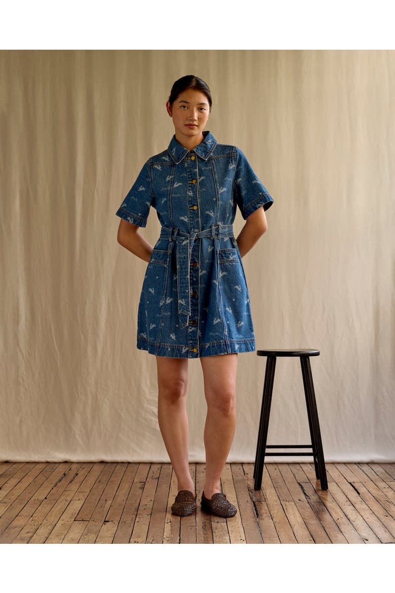 Royal Match Denim Mini Dress, Main, color, Multi
