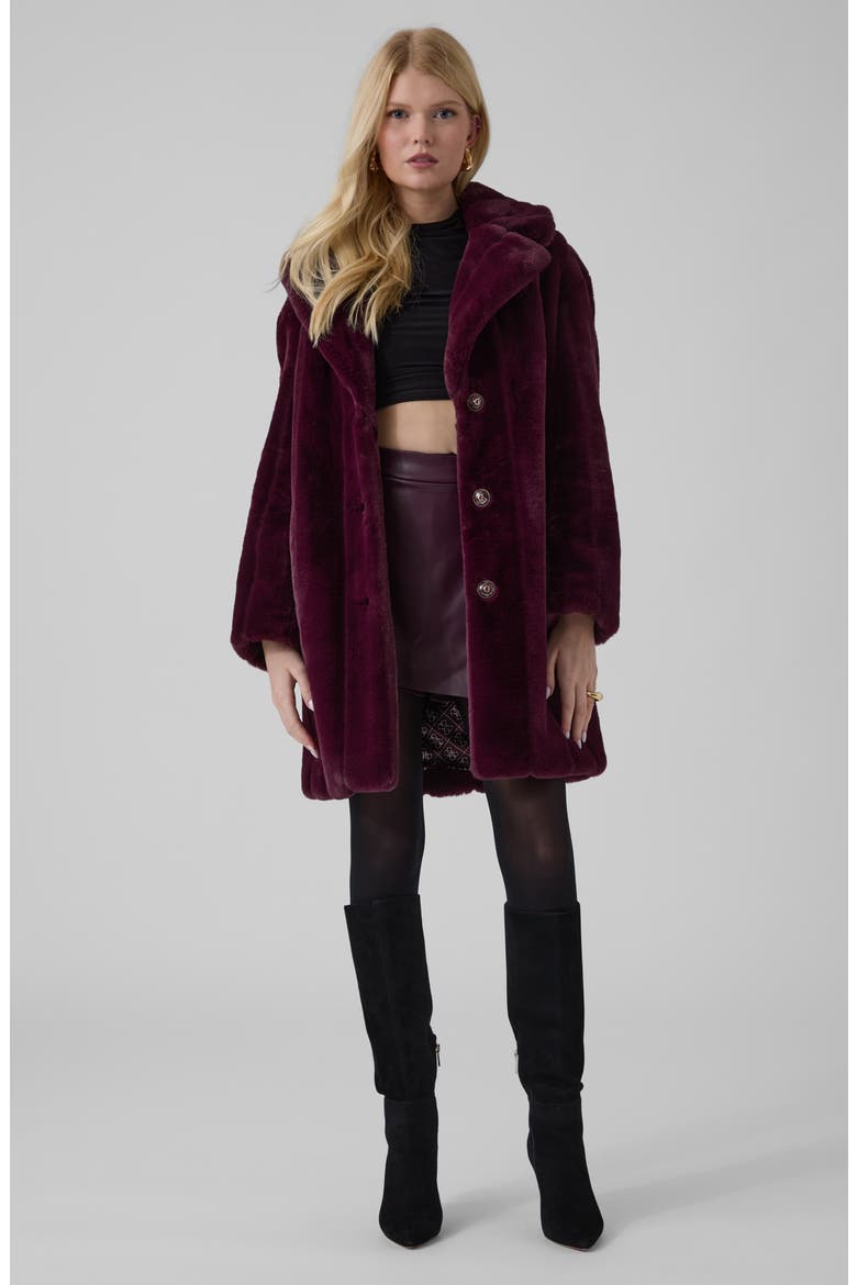 Sophy Faux Fur Coat, Alternate, color, DARK PINK