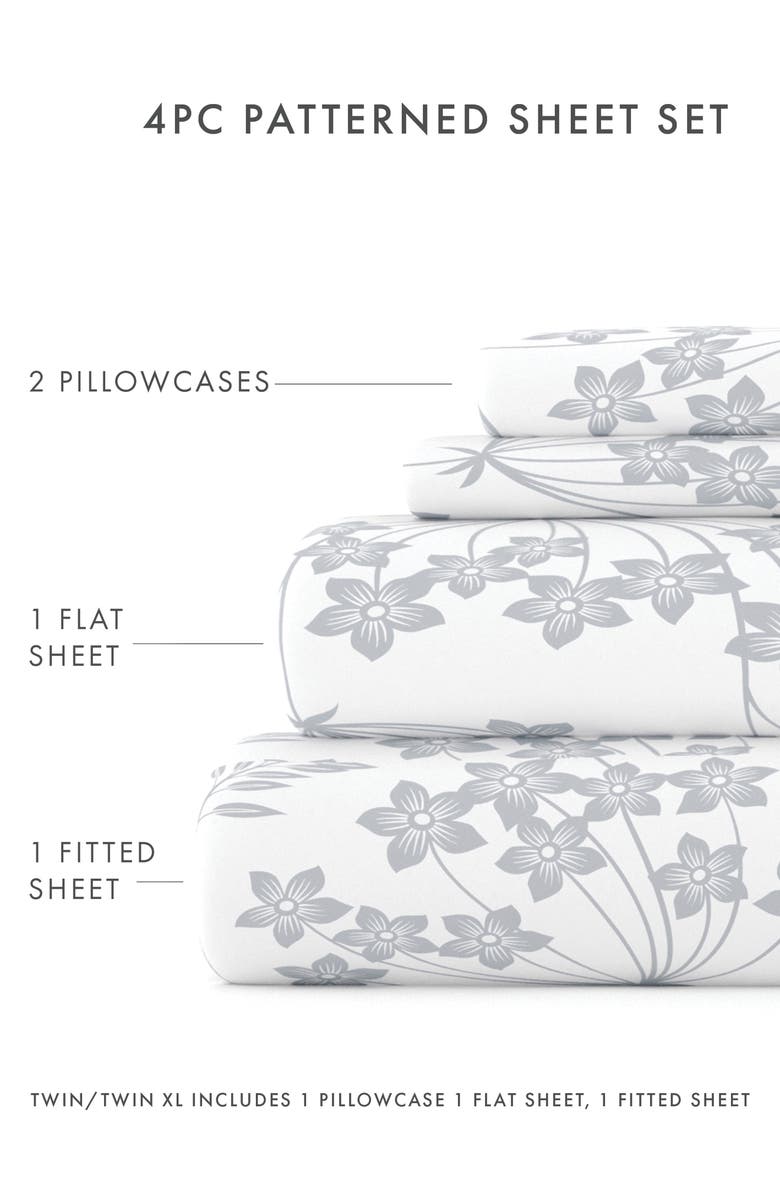 HOMESPUN HOME SPUN Premium Ultra Soft Chantilly Lace Style Pattern 4-Piece Bed Sheets Set, Alternate, color, Light Blue