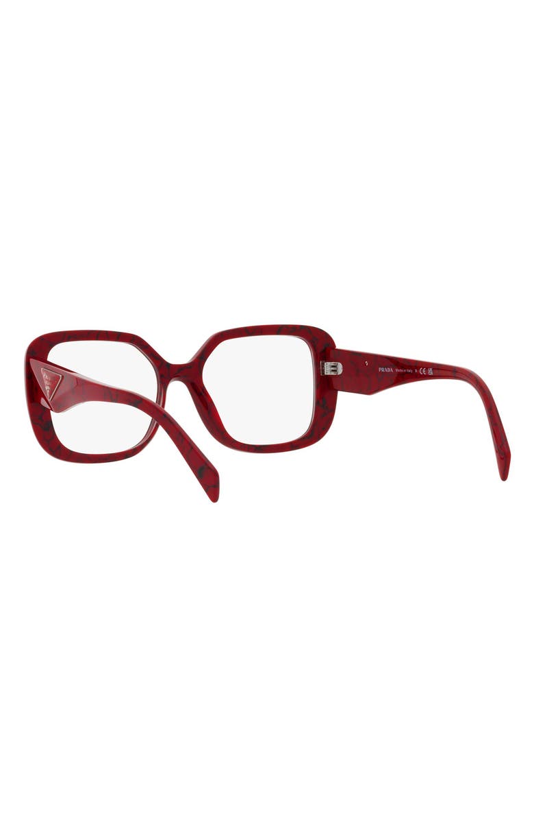 Prada 53mm Square Optical Glasses, Alternate, color, Red/ Black Marble