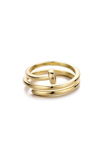 Adornia 14k Gold Plated Nail Double Wrap Ring In Gold