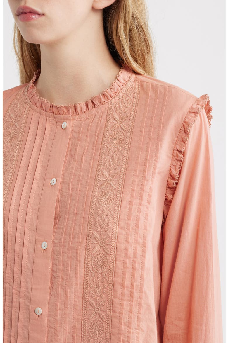 Antoinette Embroidered Organic Cotton Top, Alternate, color, ROSE TAN