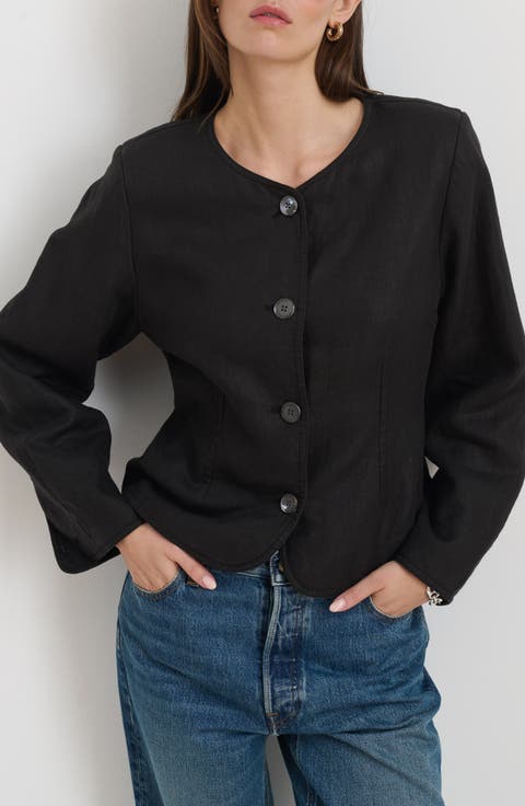 Luna Collarless Linen Jacket