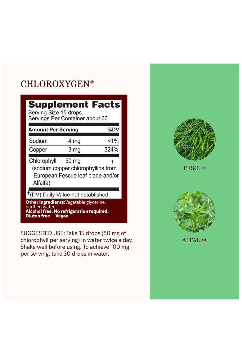 ChlorOxygen Chlorophyll Concentrate - Highly-Concentrated Energy Support - Aids Healthy Blood Circulation - Natural Vitality Support - Alcohol-Free - 1 fl oz, Alternate, color, No Color