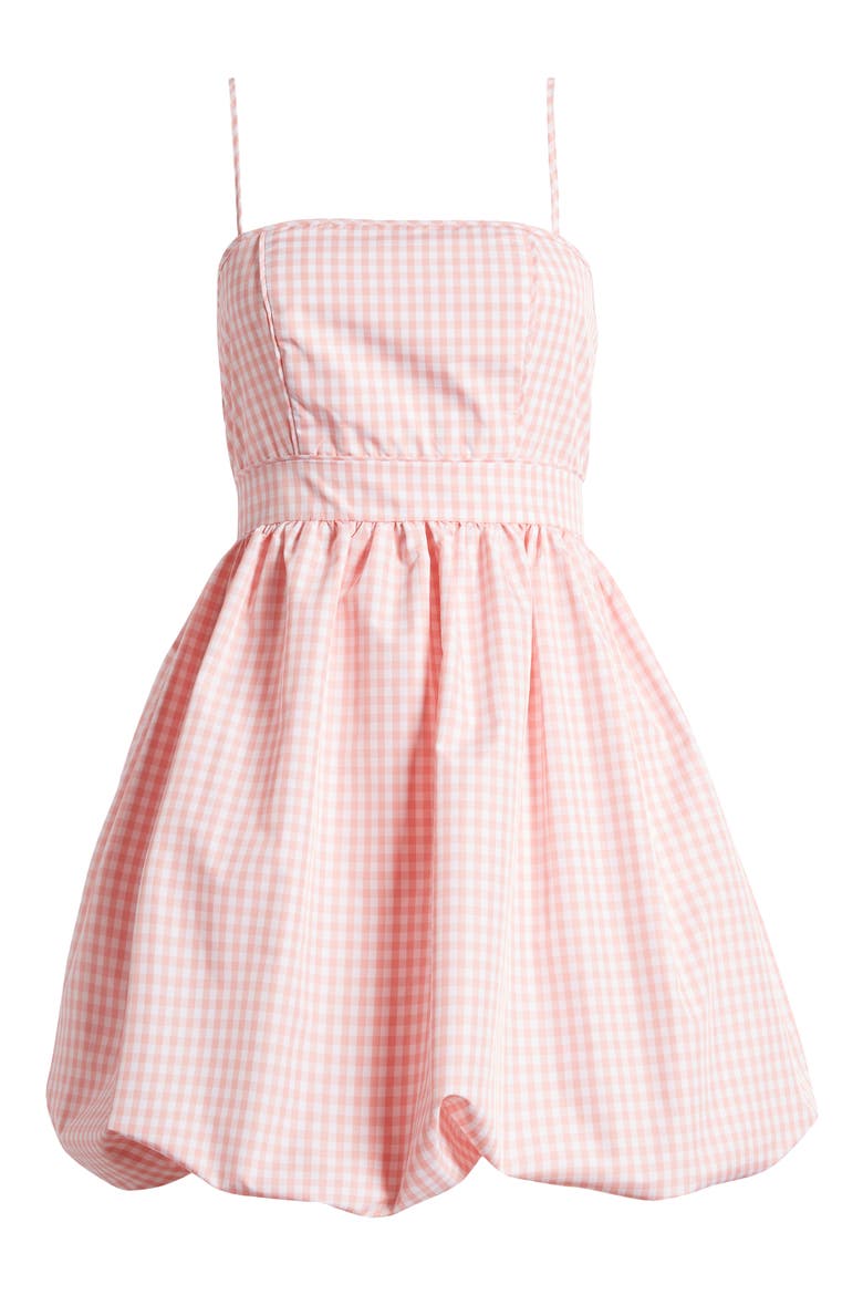 Gingham Bubble Hem Dress, Alternate, color, ROSE LINEN