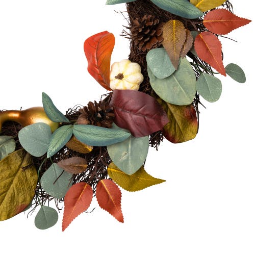 Northlight Pumpkin Pinecone And Gourd Artificial Fall Harvest Wreath In Multi