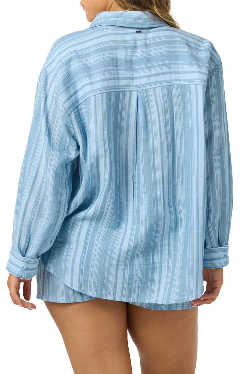 O'Neill Leni Waves Stripe Cotton Gauze Button-Up Shirt, Alternate, color, Chambray Blue