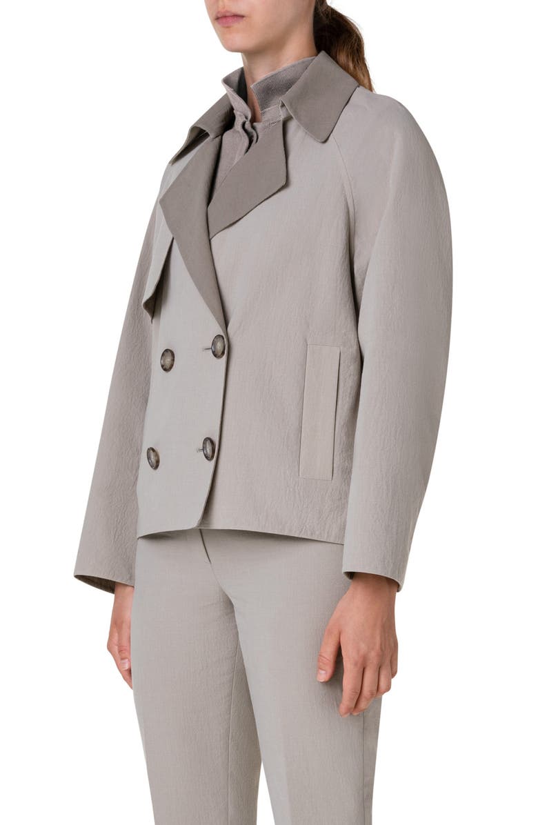 Akris Mira Crop Two-Tone Double Breasted Cotton & Silk Jacket, Alternate, color,