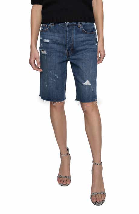 Rebecca Minkoff Kendall Distressed Cutoff Denim Bermuda Shorts