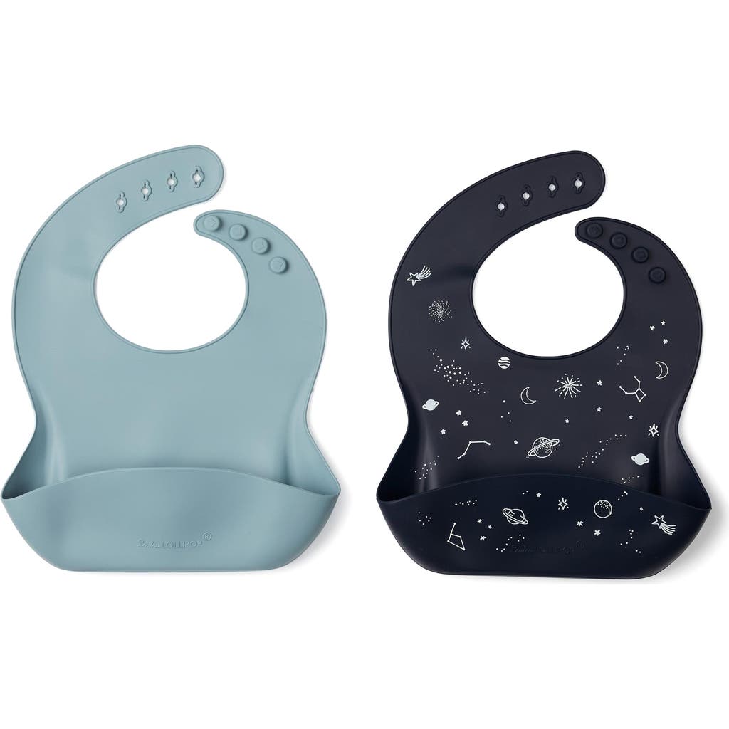 Loulou Lollipop 2-pack Silicone Bibs In Space/slate