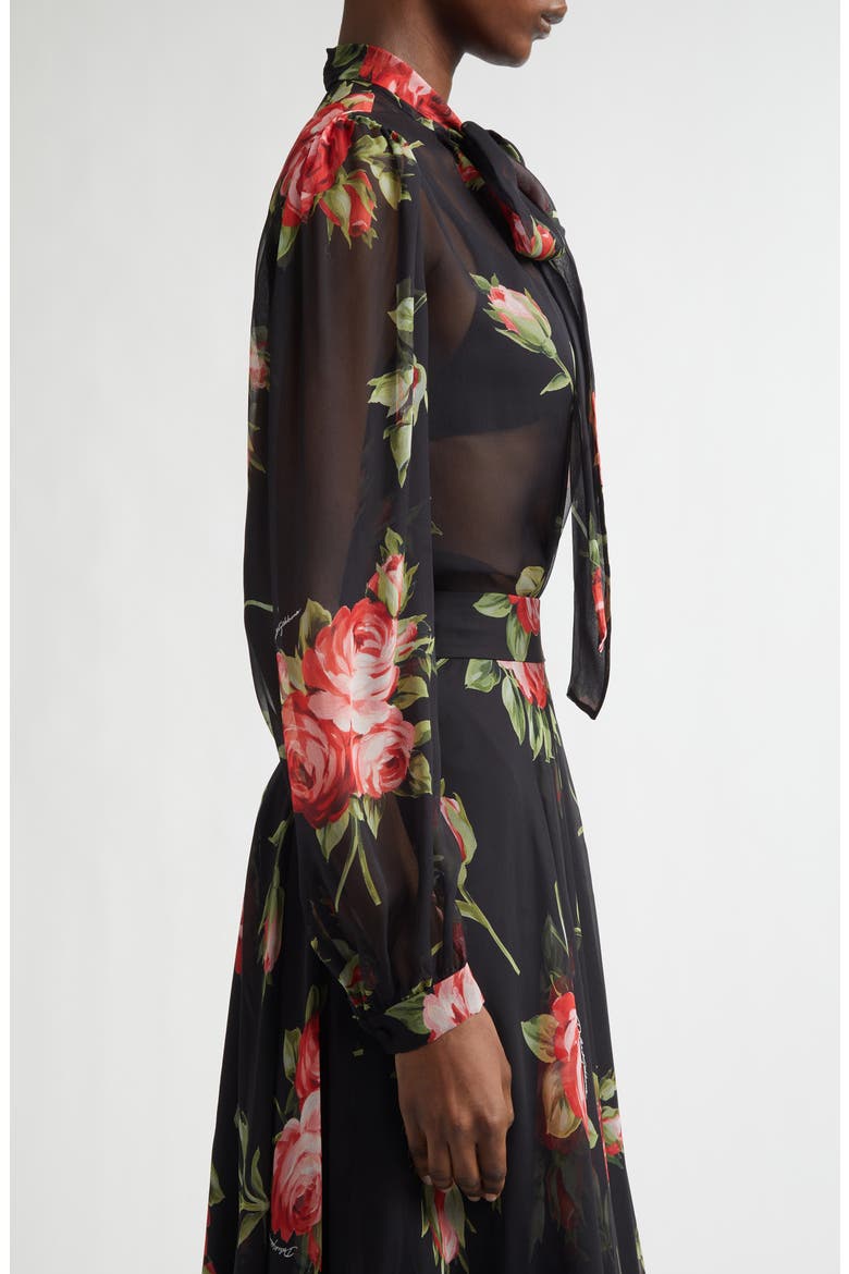 Bouquet Silk Chiffon Top, Alternate, color, BOUQUET ROSE F.NERO