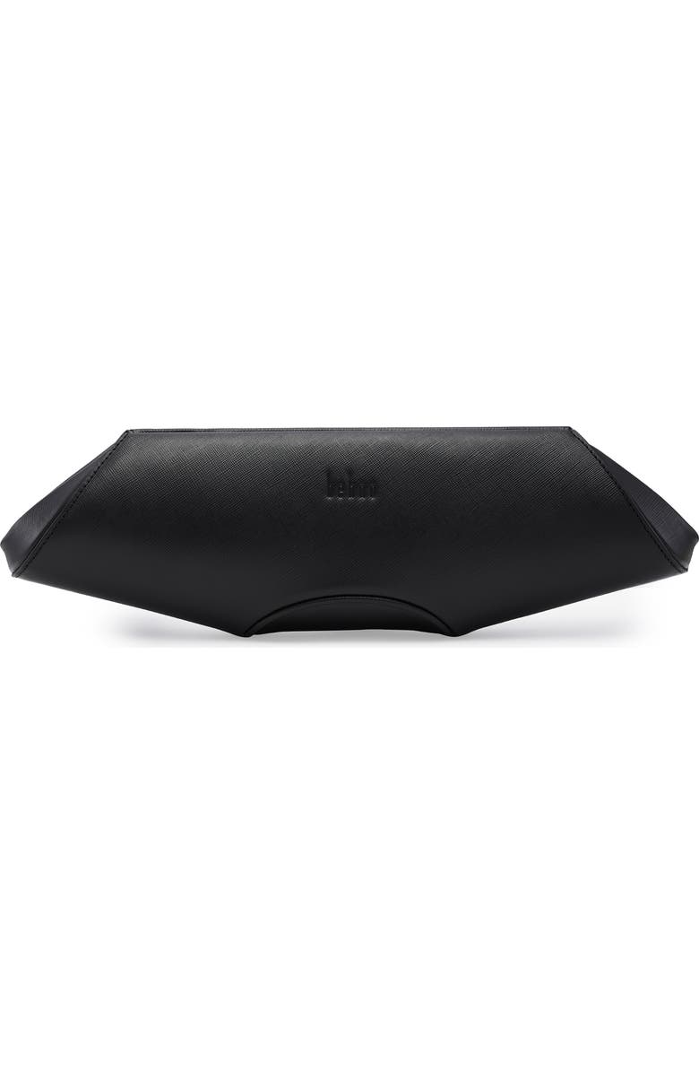 behno Elizabeth Leather Baguette Clutch, Main, color, Black