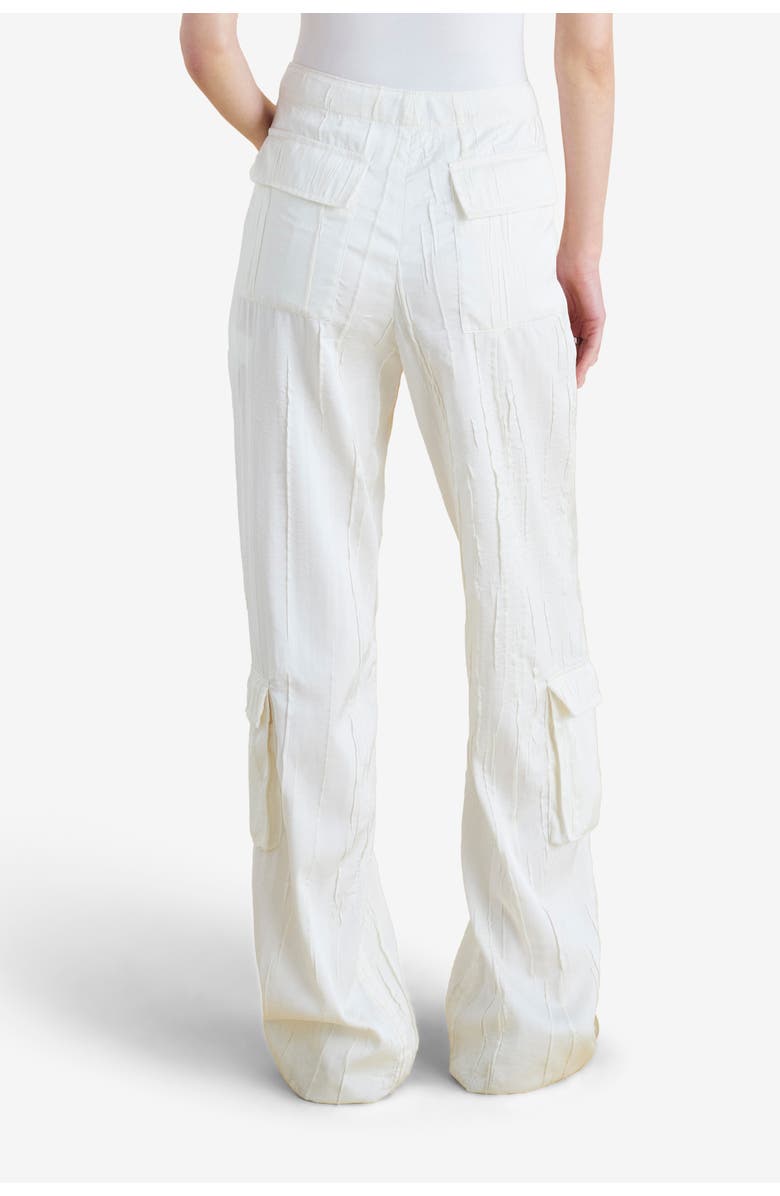 Marina Moscone Crinkled Satin Cargo Trouser, Alternate, color, Ivory
