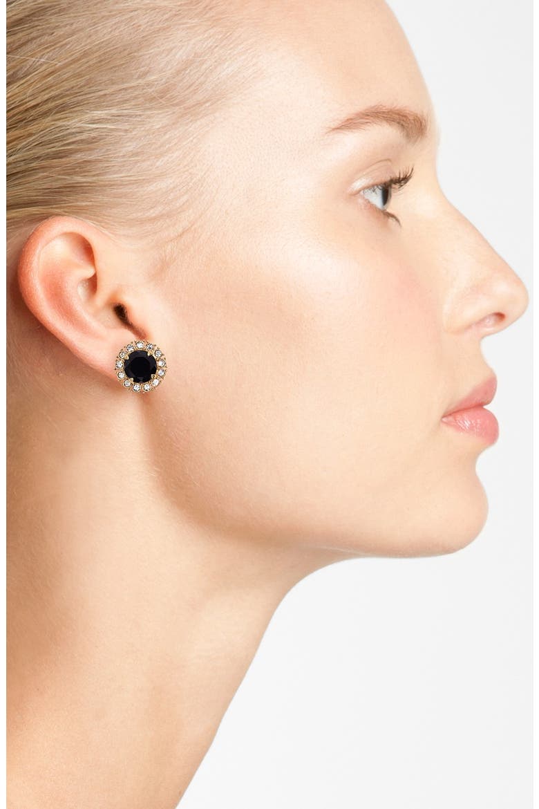 'secret garden' mixed stone stud earrings, Alternate, color, JET/ CLEAR/ GOLD