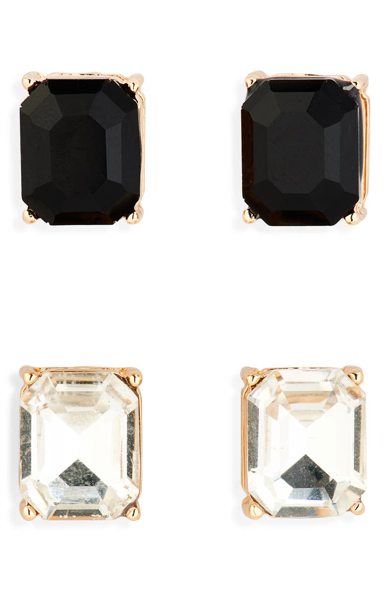 Cara Set of 2 Statement Stud Earrings, Main, color, Crystal/ Jet