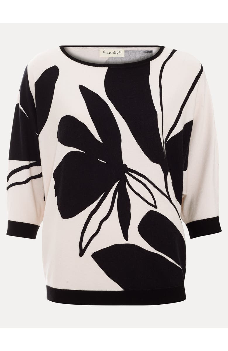 Phase Eight Printed Round Neck Knit Faith Jumper, Alternate, color, Black/Ivory