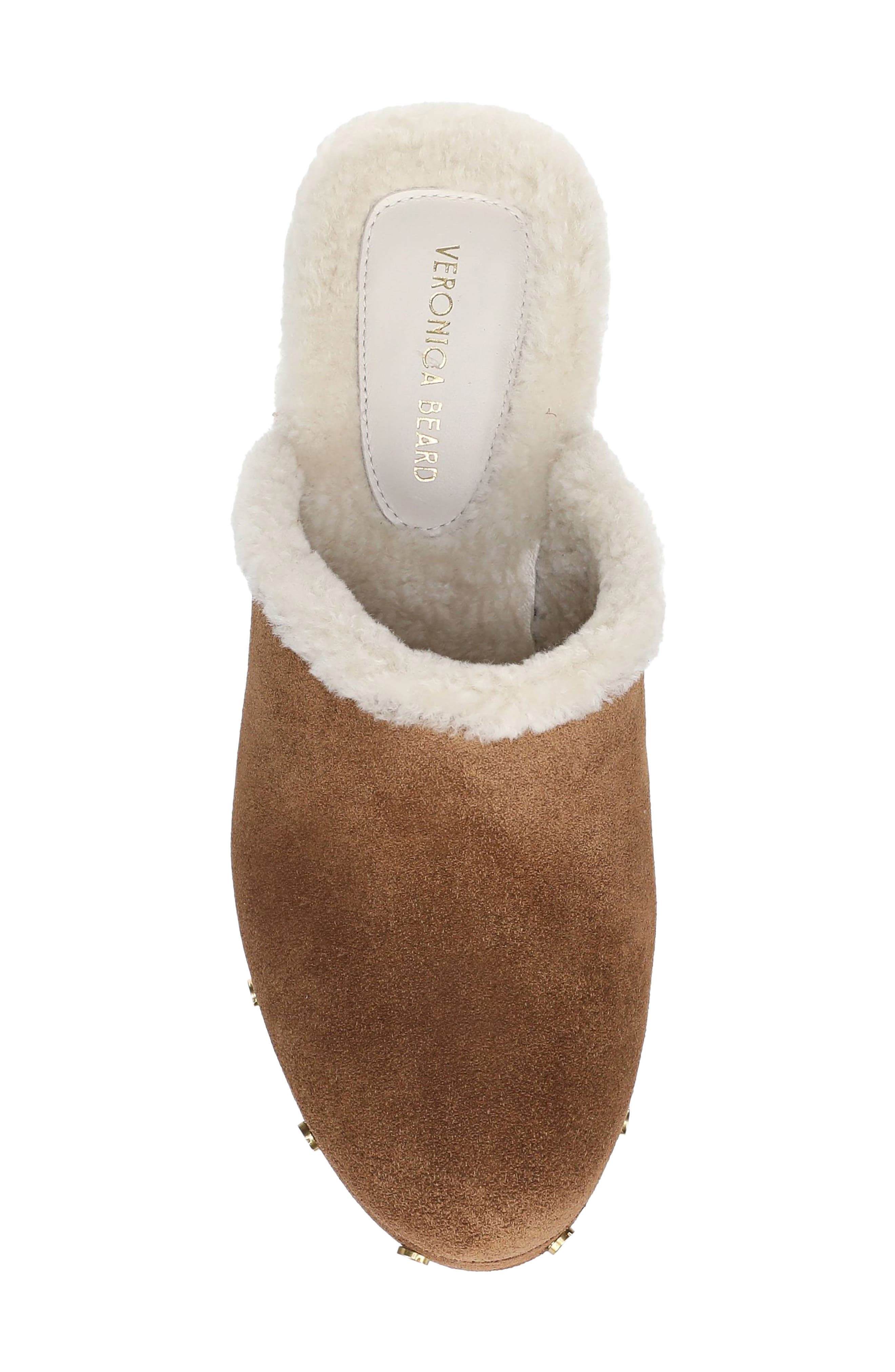 Larken Leather Clog with Genuine Shearling Trim, Alternate, color, CHESTNUT SUEDE