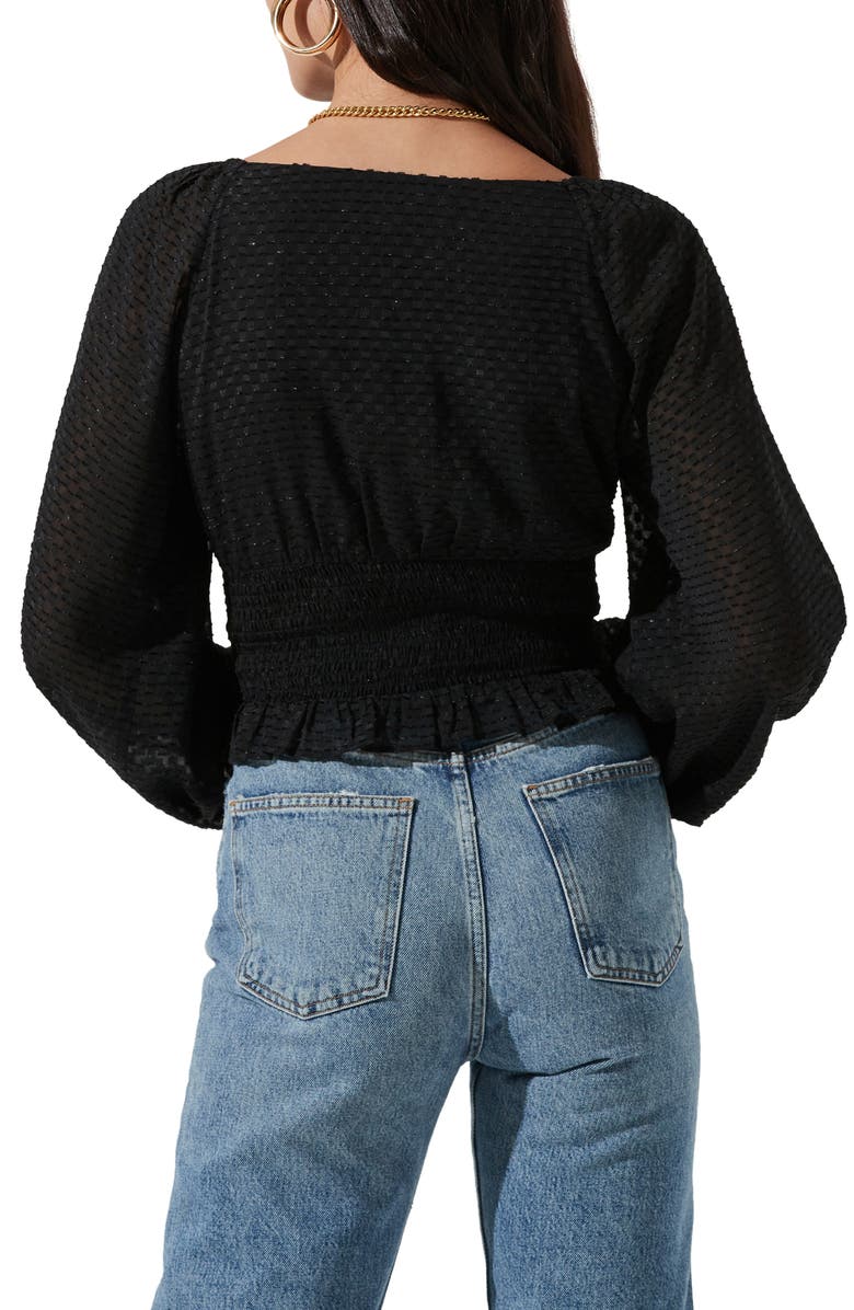 ASTR the Label Sequin Check Blouse, Alternate, color, Black