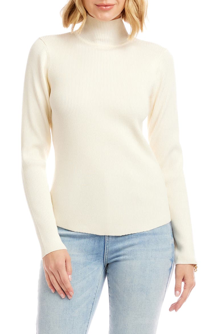 Rib Mock Neck Sweater, Main, color, CREAM