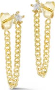 CHLOE AND MADISON Star CZ Curb Chain Front/Back Earrings