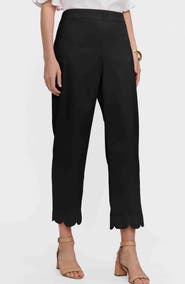 Foxcroft Elaine Scallop Hem Cotton Blend Crop Pants