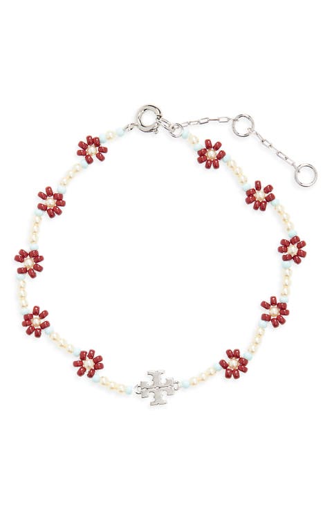 Curiosity Faux Pearl Flower Bracelet