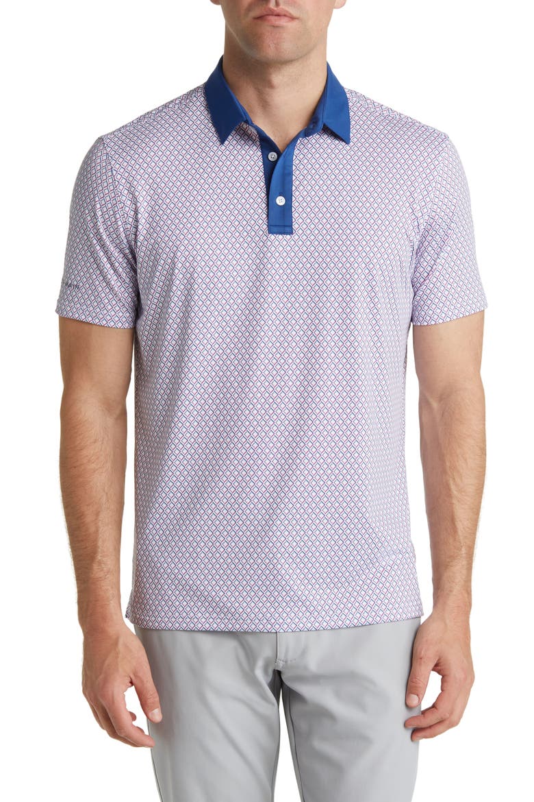 Versa Performance Golf Polo, Main, color, PURPLE WINE DIAMOND PRINT
