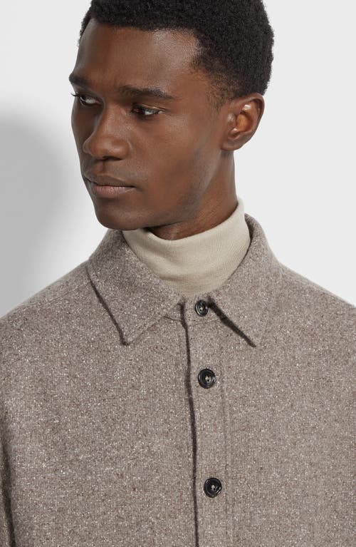 Zegna Cashmere And Silk Overshirt In Brown