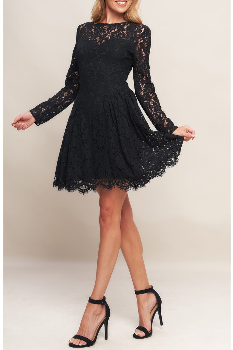 Lace Minidress, Alternate, color, BLACK