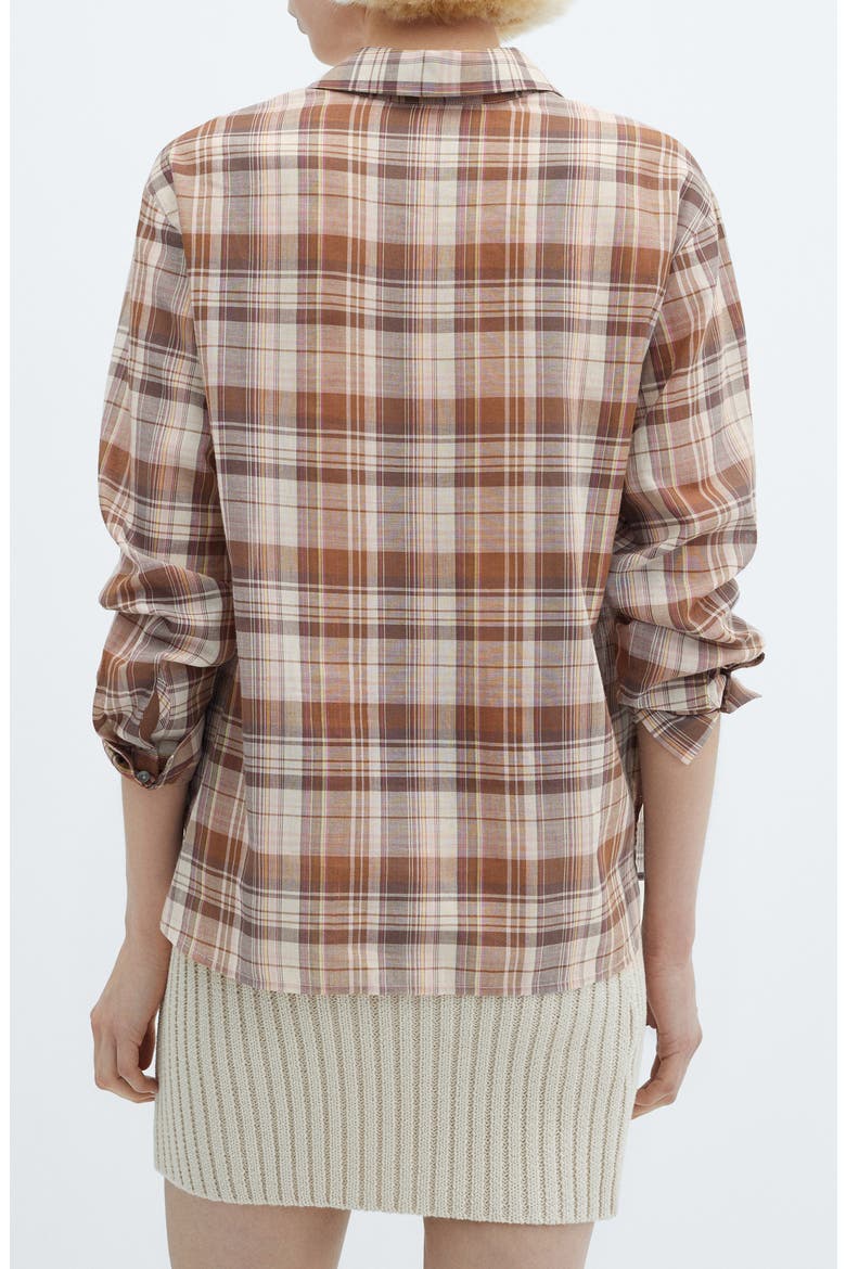 Metallic Plaid Two-Pocket Button-Up Shirt, Alternate, color, BROWN