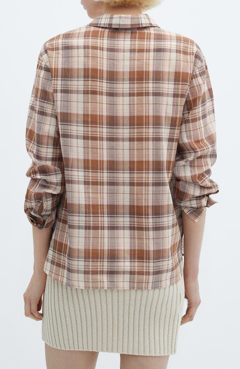 MANGO Metallic Plaid Two-Pocket Button-Up Shirt, Alternate, color,
