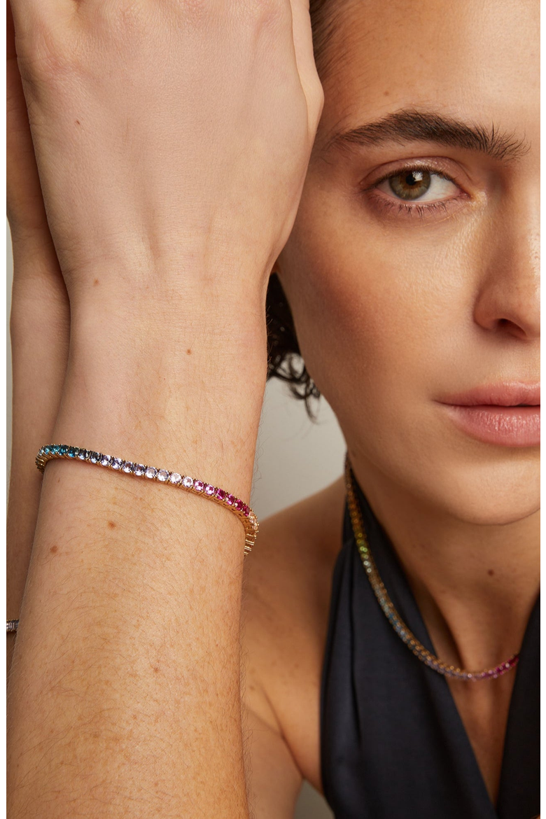 Ombre Rainbow Tennis Bracelet, Alternate, color, Yellow Gold Vermeil